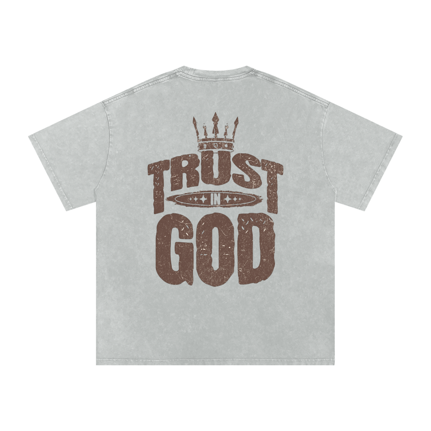'Trust In God' Snow Washed Oversized Tee
