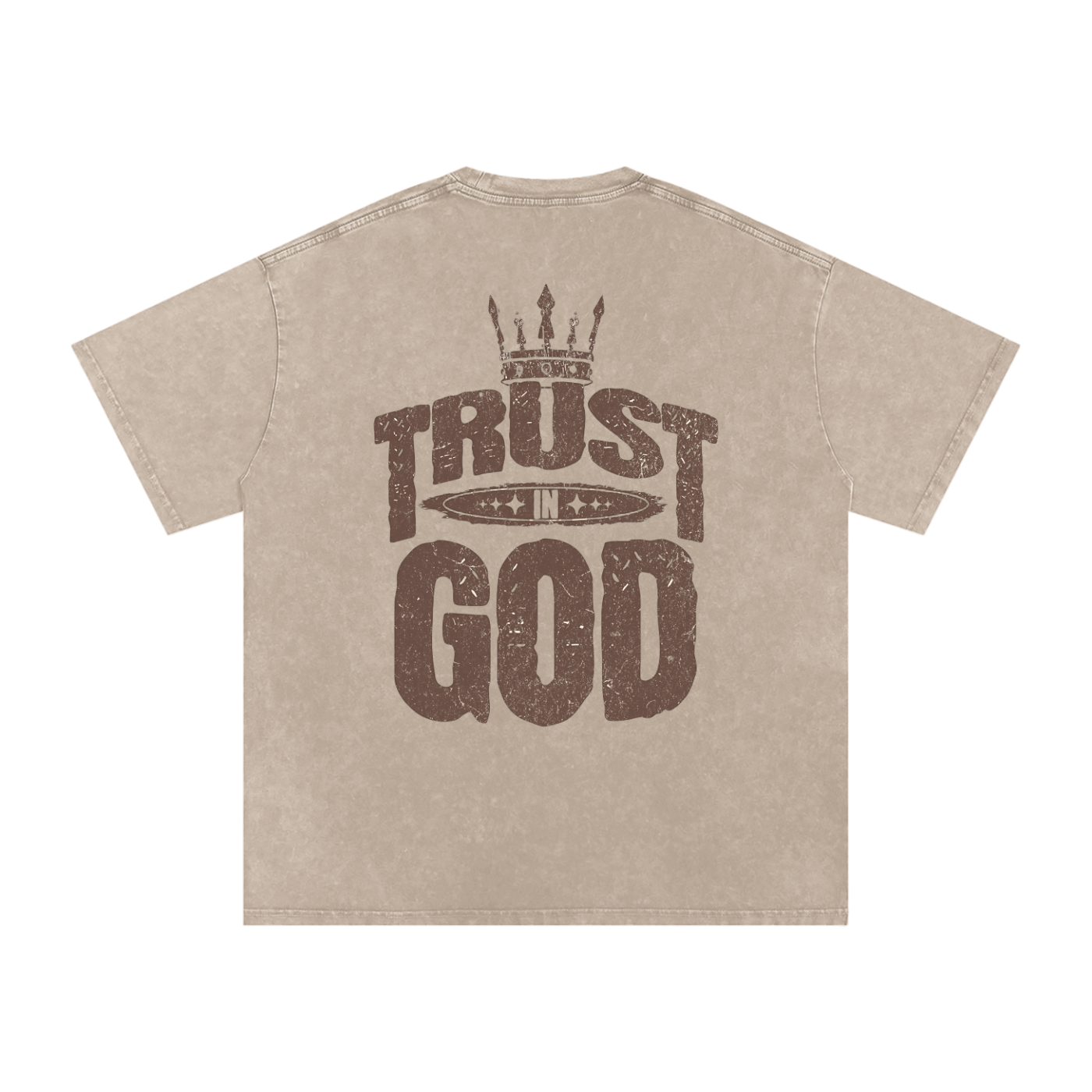 'Trust In God' Snow Washed Oversized Tee
