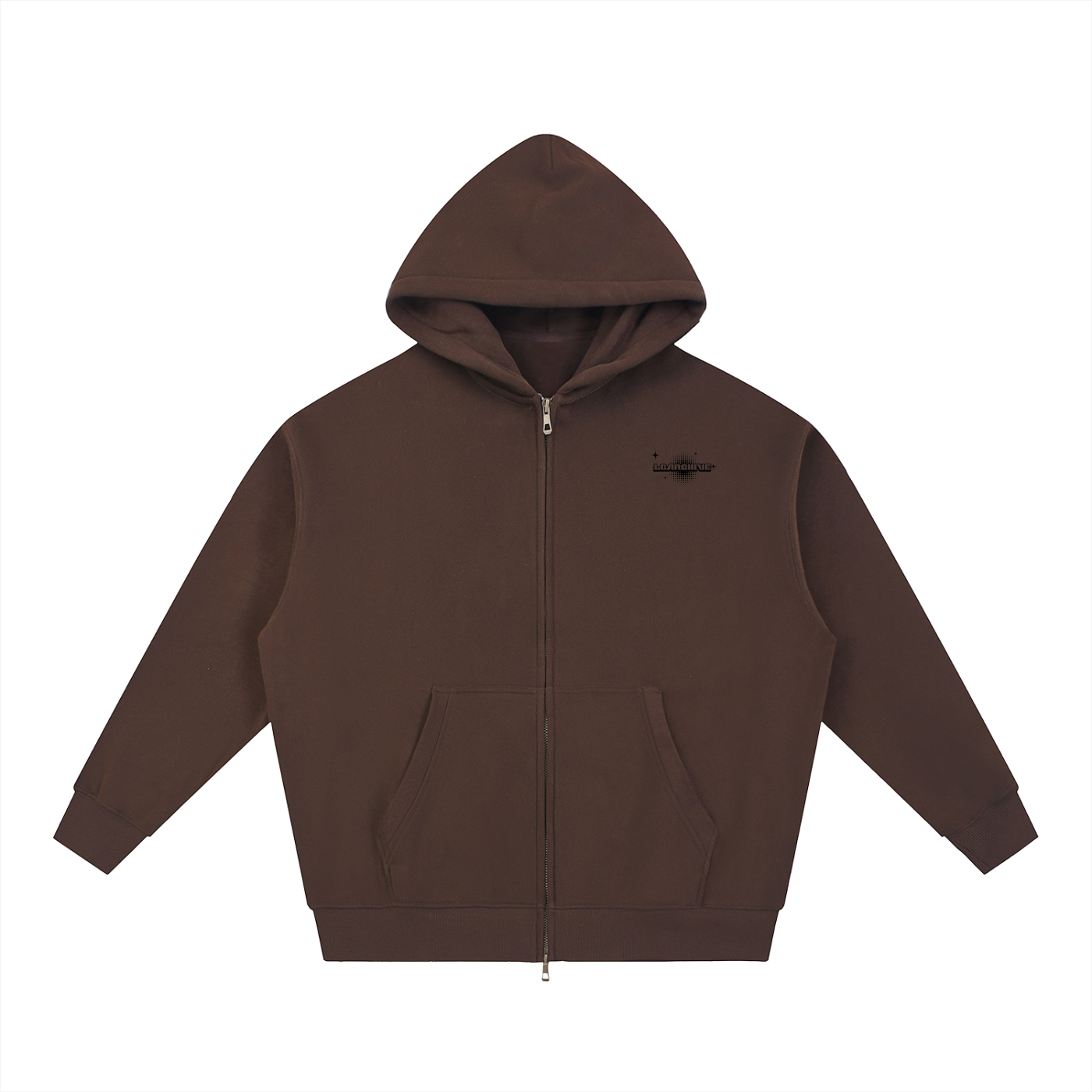 'Trust In God' Brown Boxy Zip Up Hoodie